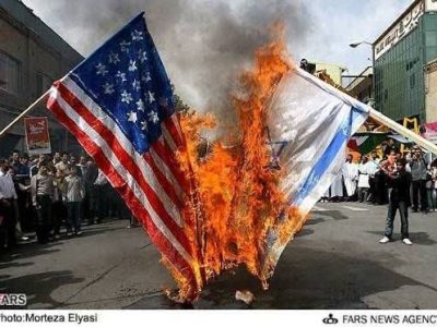 آتش زدن پرچم‌های آمریکا و اسرائیل در چهارشنبه سوری امسال