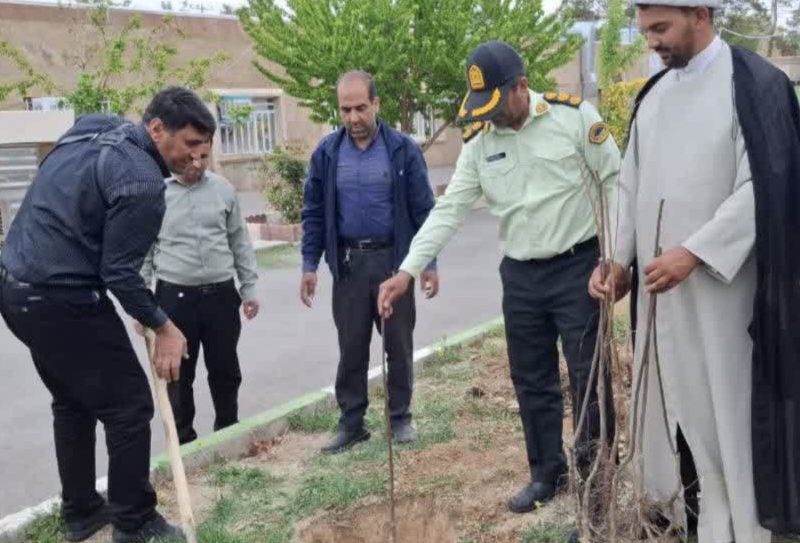 کاشت نهال به یاد جمیع شهدا و ایثارگران مجموعه انتظامی در جنگ رمضان در فرماندهی انتظامی آباده